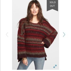 Free people slouchy round neck striped knit boxy pullover. Size S